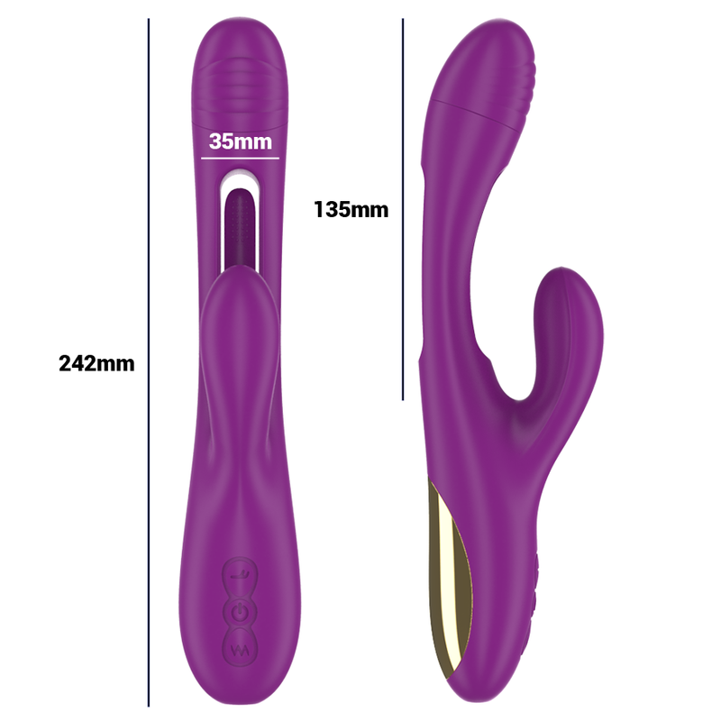 INTENSE - APOLO GENOPLADELIG MULTIFUNKTIONSVIBRATOR 7 VIBRATIONER MED SWINGING MOTION LILLA
