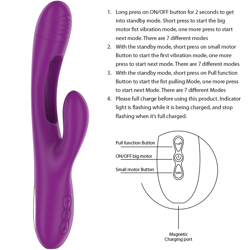 INTENSE - APOLO GENOPLADELIG MULTIFUNKTIONSVIBRATOR 7 VIBRATIONER MED SWINGING MOTION LILLA