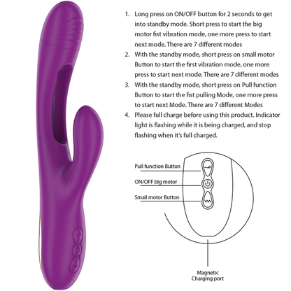 INTENSE - APOLO GENOPLADELIG MULTIFUNKTIONSVIBRATOR 7 VIBRATIONER MED SWINGING MOTION LILLA