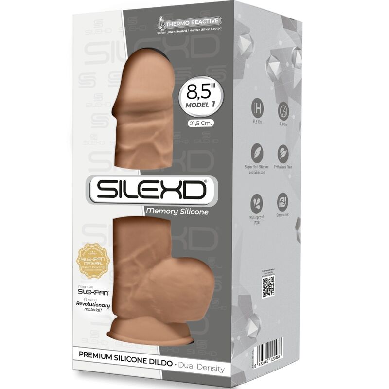 SILEXD - MODEL 1 REALISTISK PENIS PREMIUM SILEXPAN SILIKONEKARAMEL 21,5 CM
