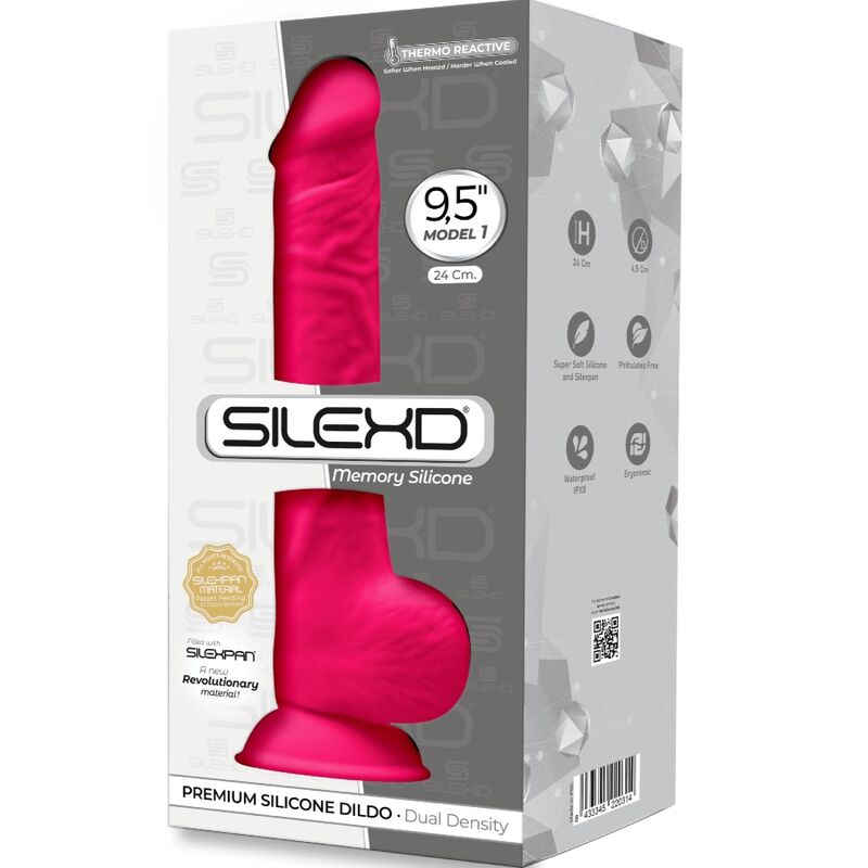 SILEXD - MODEL 1 REALISTISK PENIS PREMIUM SILEXPAN SILIKONE FUCHSIA 24 CM