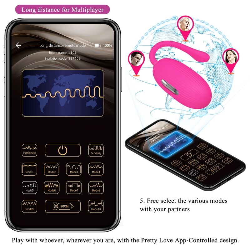 PRETTY LOVE - ŒUF VIBRANT RECHARGEABLE DOREEN MAGENTA TÉLÉCOMMANDE