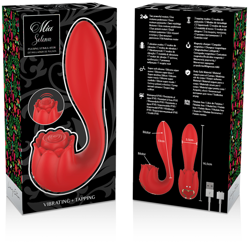 MIA - SELENA STIMULATOR VIBRERENDE + TAPPENDE RØD