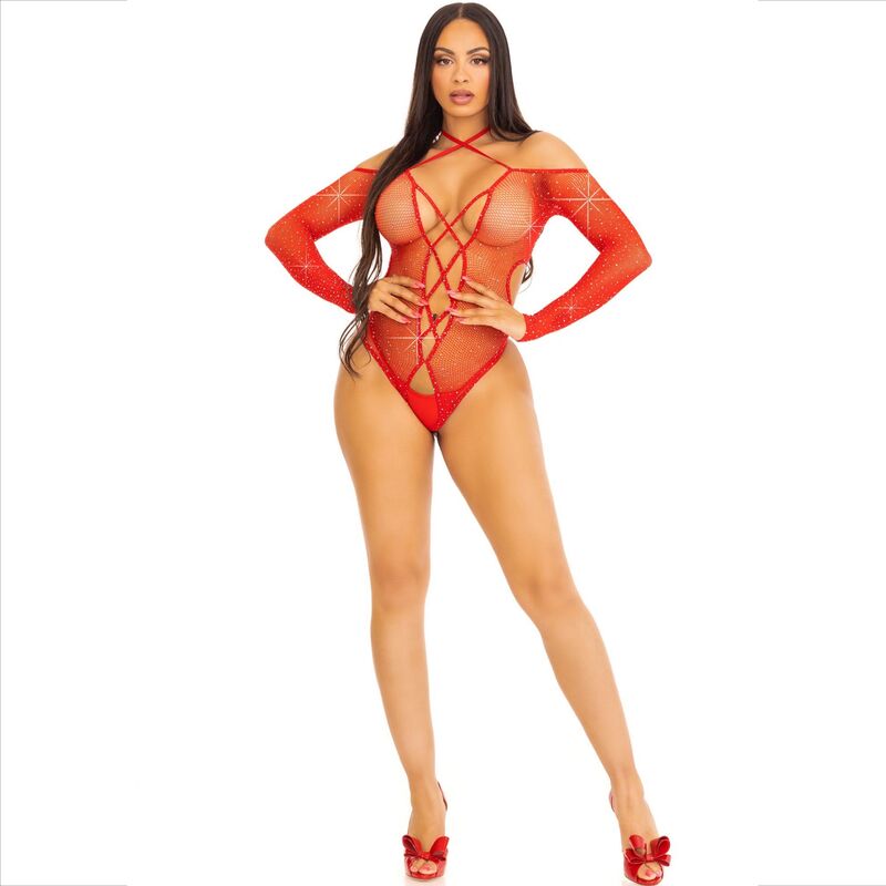 LEG AVENUE - BODY SANS CROCHET AVEC ROUGE BRILLANT