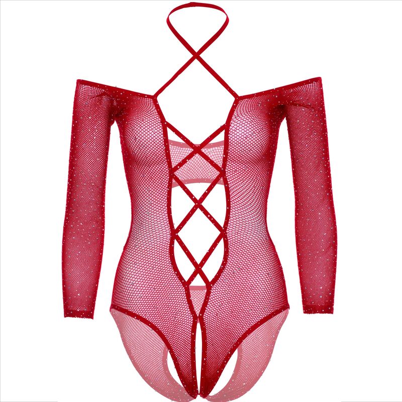 LEG AVENUE - BODY SANS CROCHET AVEC ROUGE BRILLANT
