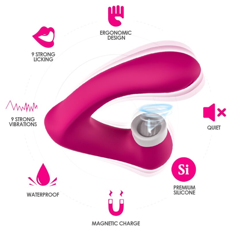 ARMONY - SECRETKISS LICKING VIBRATING CLIT &amp; VIBRATOR CURVED FUCHSIA