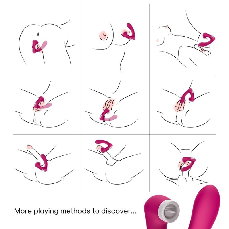 ARMONY - SECRETKISS LICKING VIBRATING CLIT &amp; VIBRATOR CURVED FUCHSIA