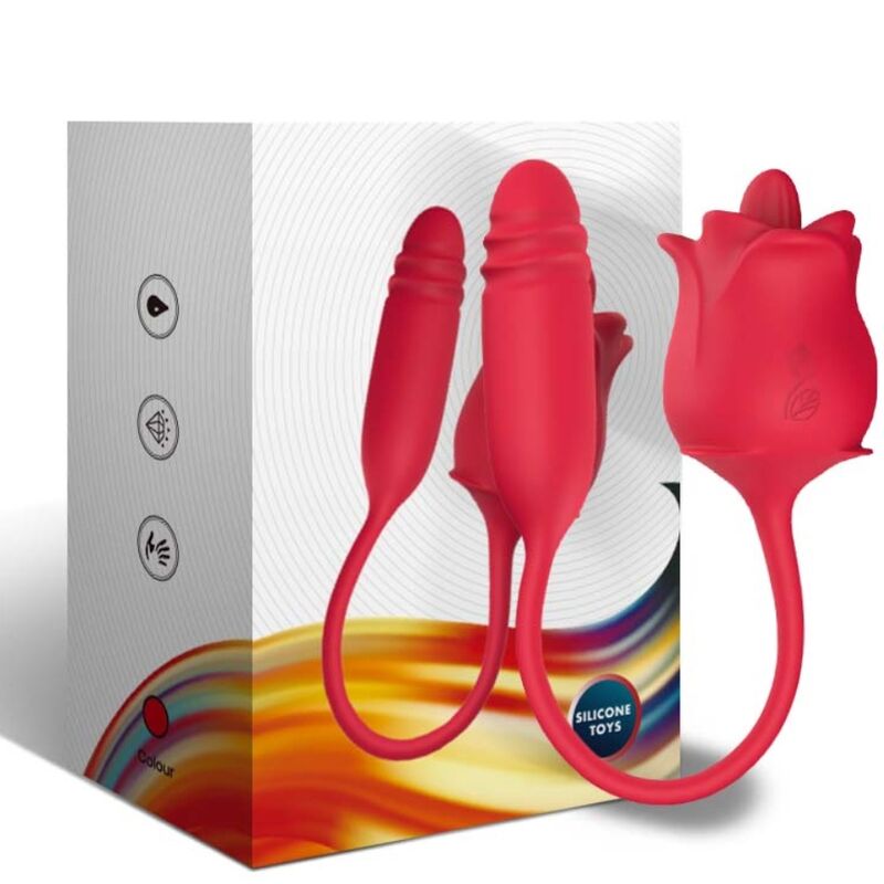 ARMONY - ROSE 3 I 1, STIMULATOR, SUG OG OP&amp;NED MED RØD HALE