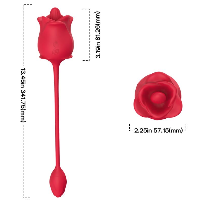 ARMONY - ROSE 2 I 1 SUGSTIMULATOR &amp; VIBRATOR 10 MODES MED RØD HALE