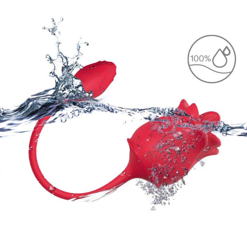 ARMONY - ROSE 2 I 1 SUGSTIMULATOR &amp; VIBRATOR 10 MODES MED RØD HALE