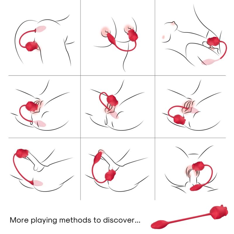 ARMONY - ROSE 2 I 1 SUGSTIMULATOR &amp; VIBRATOR 10 MODES MED RØD HALE