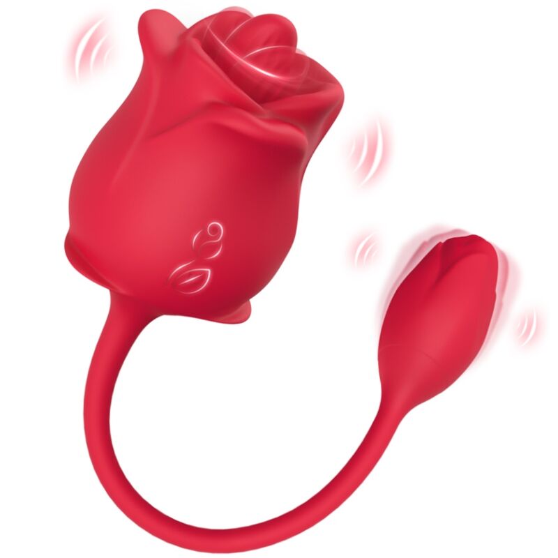 ARMONY - ROSE 2 I 1 SUGSTIMULATOR &amp; VIBRATOR 10 MODES MED RØD HALE