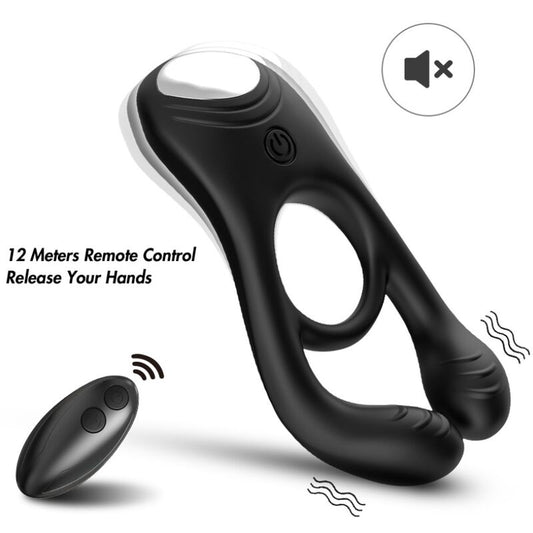 ARMONY - VEYRON DOBBELT VIBRATORRINGLEGETØJ TIL PAR FJERNBETJENING SORT