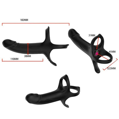 ARMONY - DILDO MED RING &amp; VIBRATOR FJERNBETJENING SORT