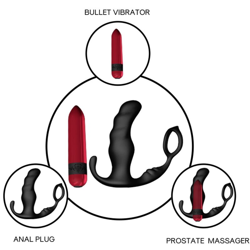 ARMONY - KNIGHT VIBRATOR ANAL PROSTAA &amp; RING FJERNBETJENING SORT