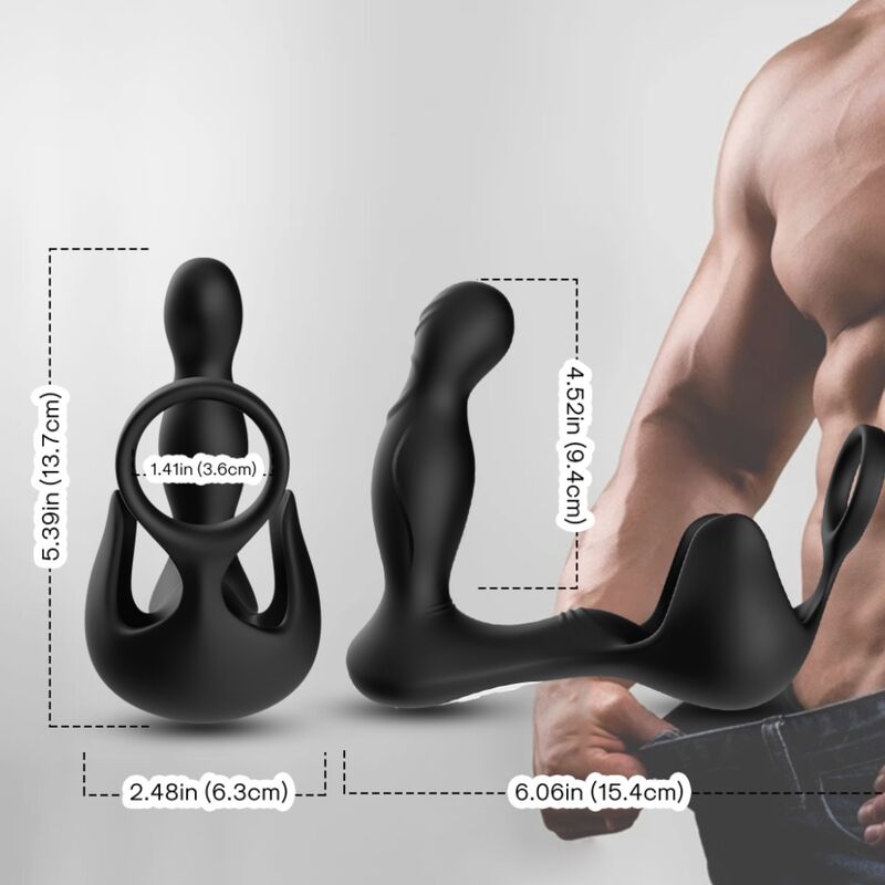 ARMONY - SURROUND VIBRATOR ANAL &amp; STIMULATOR TESTICULOS &amp; RING FJERNBETJENING SORT