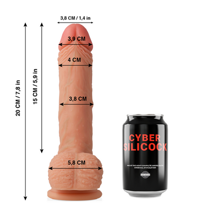 CYBER SILICOCK - FREEMAN ULTRA REALISTISK BLØD FLYDENDE SILIKONE 20 CM -O- 3,8 CM