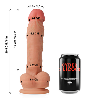 CYBER SILICOCK - ULTRA REALISTISK BLØD FLYDENDE SILIKONE DONG 20,5 CM -O- 4,1 CM