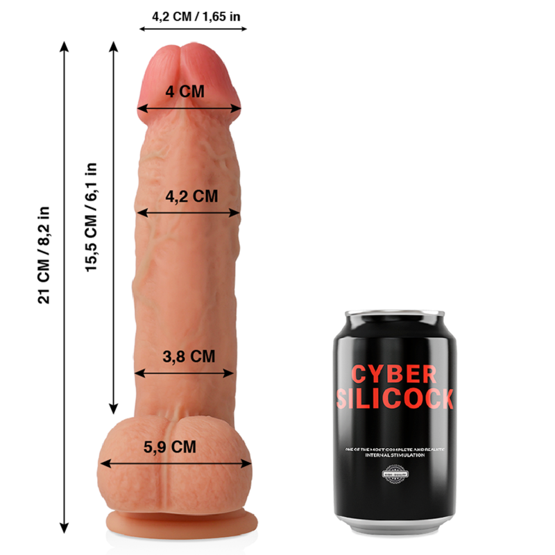 CYBER SILICOCK - SAUL ULTRA REALISTISK BLØD FLYDENDE SILIKONE 21 CM -O- 4,2 CM