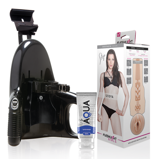 FLESHLIGHT - VAGINA STOYA DESTROYA + UNIVERSAL LANCERING + AQUA QUALITY SMØREMIDDEL 50 ML