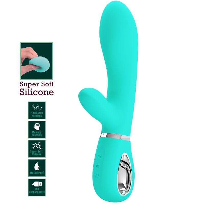 PRETTY LOVE - THOMAS VIBRATEUR MULTIFONCTION POINT G VERT AQUA