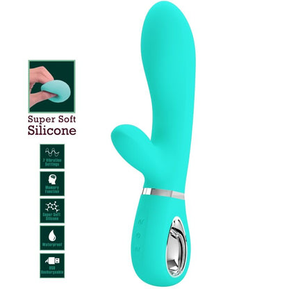 PRETTY LOVE - THOMAS VIBRATEUR MULTIFONCTION POINT G VERT AQUA