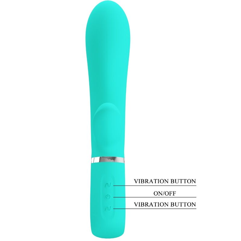 PRETTY LOVE - THOMAS VIBRATEUR MULTIFONCTION POINT G VERT AQUA