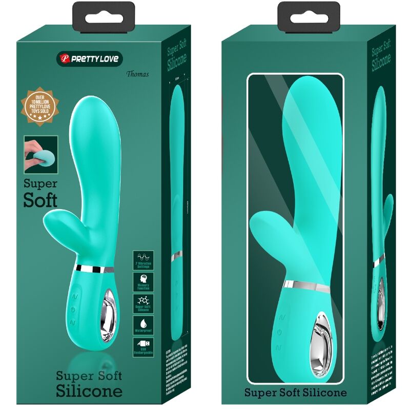 PRETTY LOVE - THOMAS VIBRATEUR MULTIFONCTION POINT G VERT AQUA