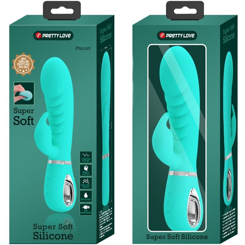 PRETTY LOVE - VIBRATEUR POINT G MULTIFONCTION PRESCOTT VERT AQUA