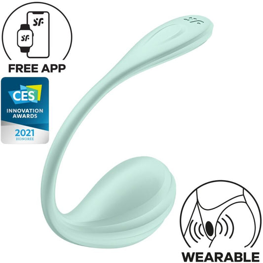 SATISFYER - STIMULATEUR DE POINT G SMOOTH PETAL VERT D'EAU APPLICATION GRATUITE