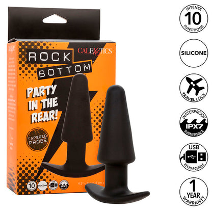 CALEXOTICS - ROCK BUND TAPERED ANAL PLUG 10 VIBRACIONES SILIKONE SORT