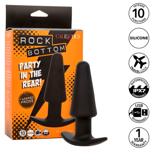 CALEXOTICS - ROCK BUND TAPERED ANAL PLUG 10 VIBRACIONES SILIKONE SORT
