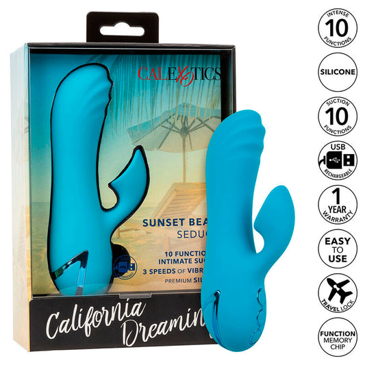 CALEXOTICS - SUNSET BEACH SEDUCER VIBRATOR &amp; STIMULATOR 10 FUNKTIONER BLÅ