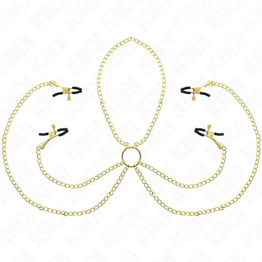 KINK - 4 NIPPLE OG KLITORIS KLEMMER JUSTERBART GULD