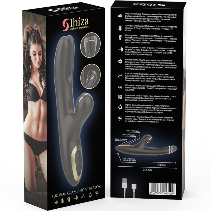 IBIZA - DOUBLE VIBRATEUR À SERRAGE NOIR