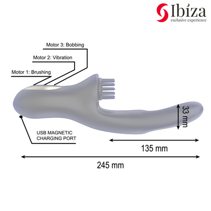 IBIZA - VIBRATEUR CLITORIMAL À DOUBLE ONDES ET À BRUSHING MULTICELLULAIRE HAUTE TECHNOLOGIE RABITT