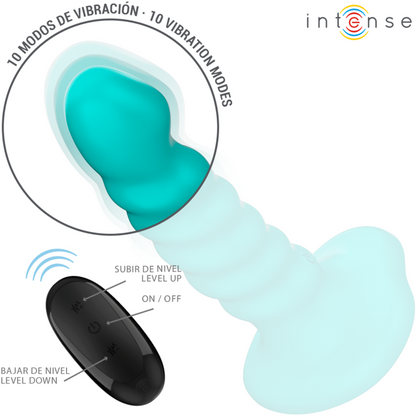 INTENSE - BUFFY VIBRATOR STØRRELSE S SPIRAL DESIGN 10 VIBRATIONER BLÅ FJERNBETJENING