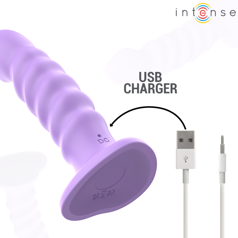 INTENSE - BRENDA VIBRATOR STØRRELSE M SPIRAL DESIGN 10 VIBRATIONER LILLA FJERNBETJENING