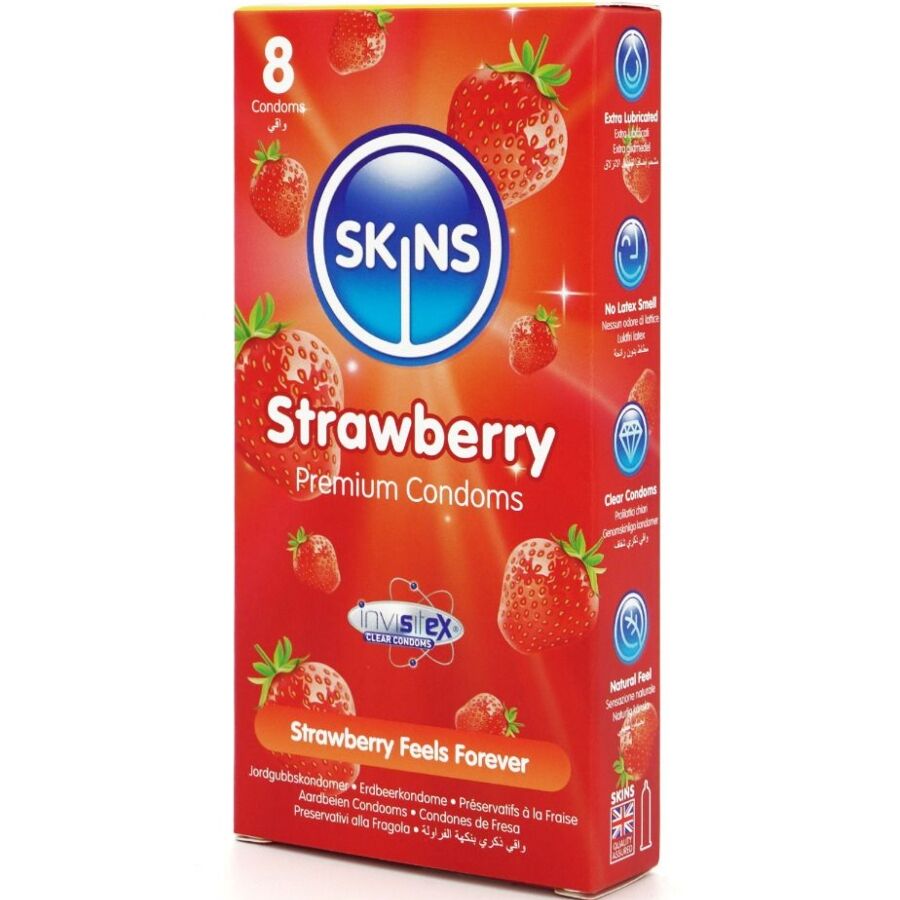 SKINS - STRAWBERRY PREMIUM CONDOMS PACK 8