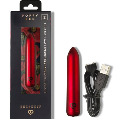 ROCKS-OFF - RECHARGEABLE VIBRATING BULLET POPPY RED