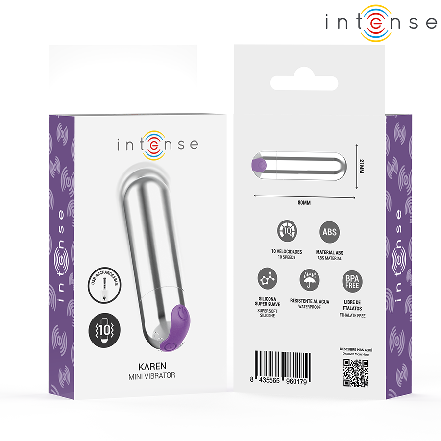 INTENSE - KAREN MINI RECHARGEABLE VIBRATING BULLET BLACK