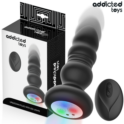 ADDICTED TOYS - THRUSTING VIBRATING ANAL PLUG, LED LIGHT REMOTE CONTROL