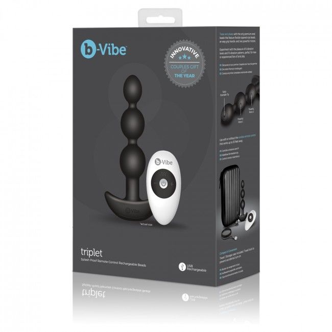 B-VIBE - TRIPLET ANAL FJERNBETJENING PERLER SORT