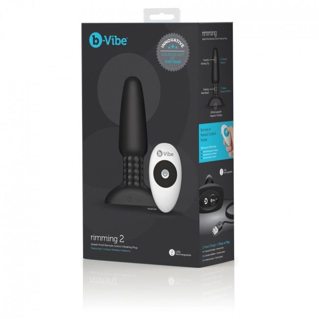 B-VIBE - PLUG ANAL TÉLÉCOMMANDÉ RIMMING 2 NOIR