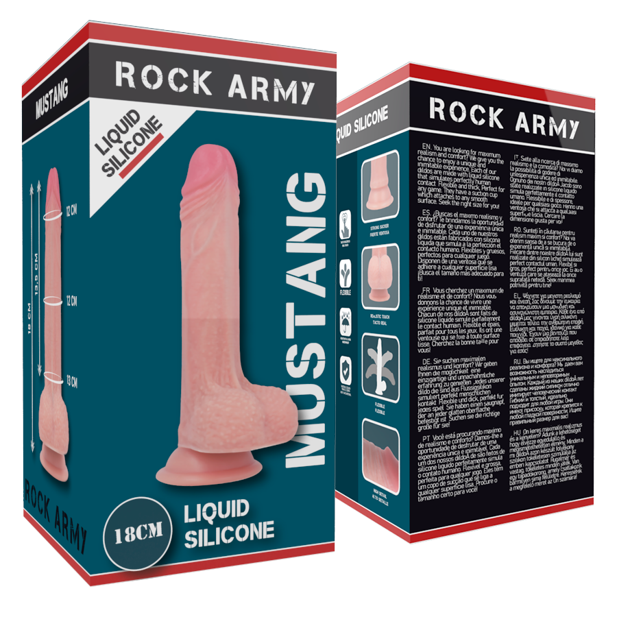 ROCKARMY - FLYDENDE SILIKONE PREMIUM MUSTANG REALISTISK 18 CM -O- 4,14 CM
