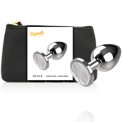 COQUETTE CHIC DESIRE - PLUG ANAL MÉTAL COULEUR TRANSPARENT TAILLE M 3,5 X 8 CM