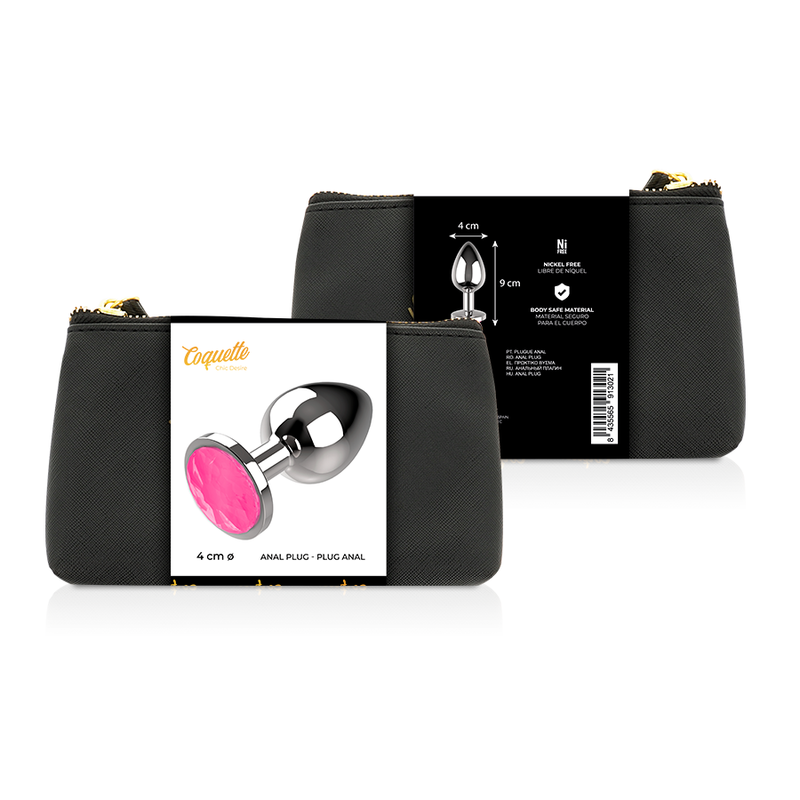 COQUETTE CHIC DESIRE - PLUG ANAL MÉTAL COULEUR ROSE TAILLE L 4 X 9 CM