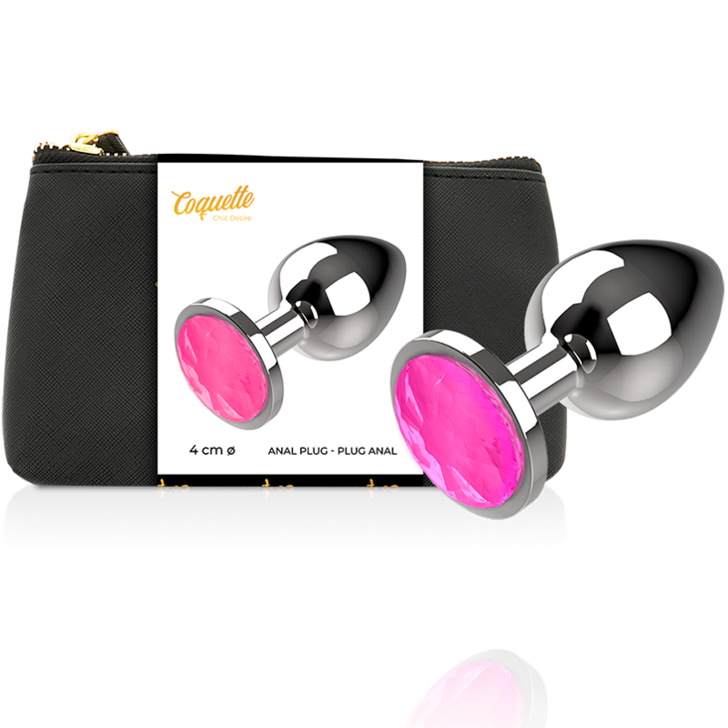 COQUETTE CHIC DESIRE - PLUG ANAL MÉTAL COULEUR ROSE TAILLE L 4 X 9 CM