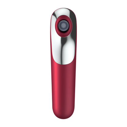 SATISFYER - DOUBLE VIBRATEUR D'AMOUR ET VENTOUSE À AIR PULSE ROUGE