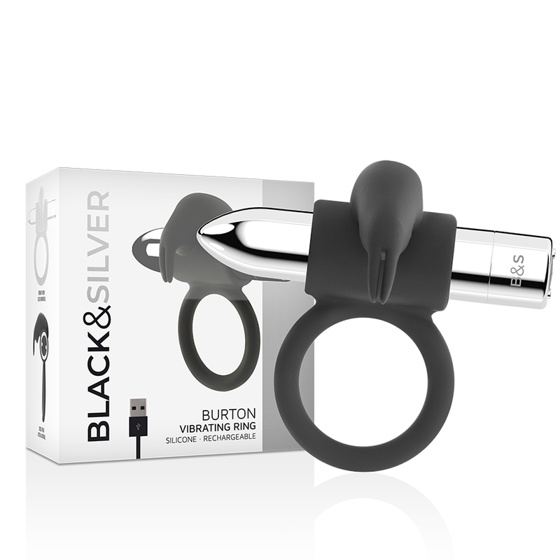 BLACK&amp;SILVER - BAGUE RECHARGEABLE BURTON 10 MODES DE VIBRATION